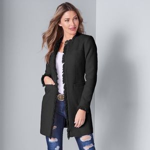 Venus Open Front Tweed Fringe Jacket, New